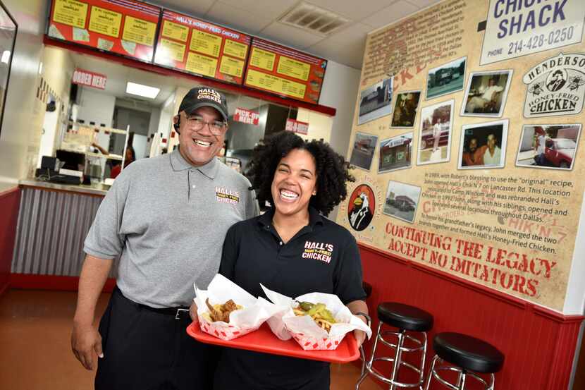 John Hall, founder of Hall's Honey Fried Chicken, and his daughter Mackenzie Hall, owner of...