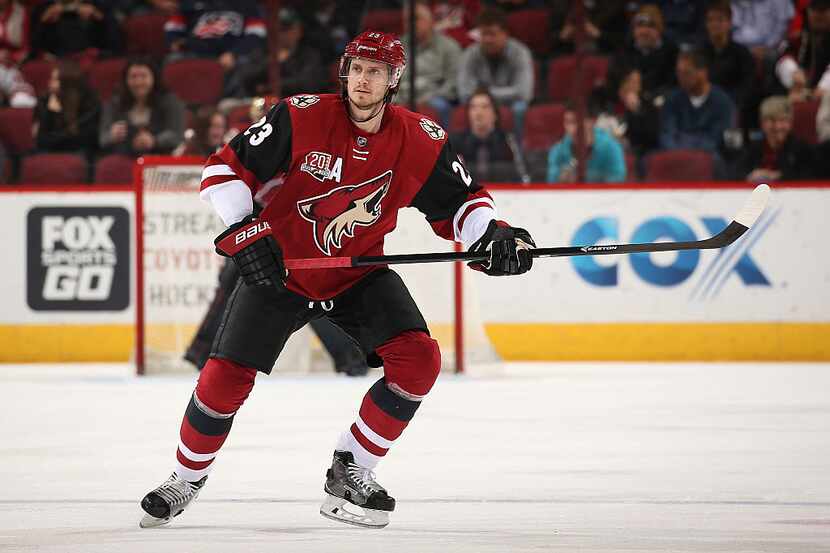 GLENDALE, AZ - DECEMBER 08: Oliver Ekman-Larsson #23 of the Arizona Coyotes in action during...