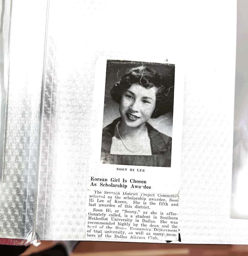 A clipping of a newspaper article about my grandmother talks about her being a scholarship...