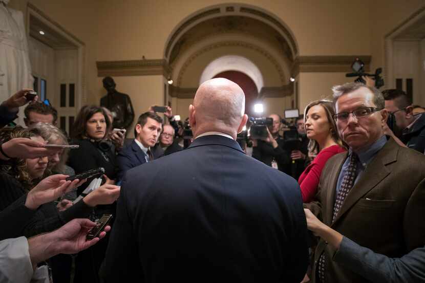 House Ways and Means Committee Chairman Kevin Brady, R-Texas, talks to reporters at the...