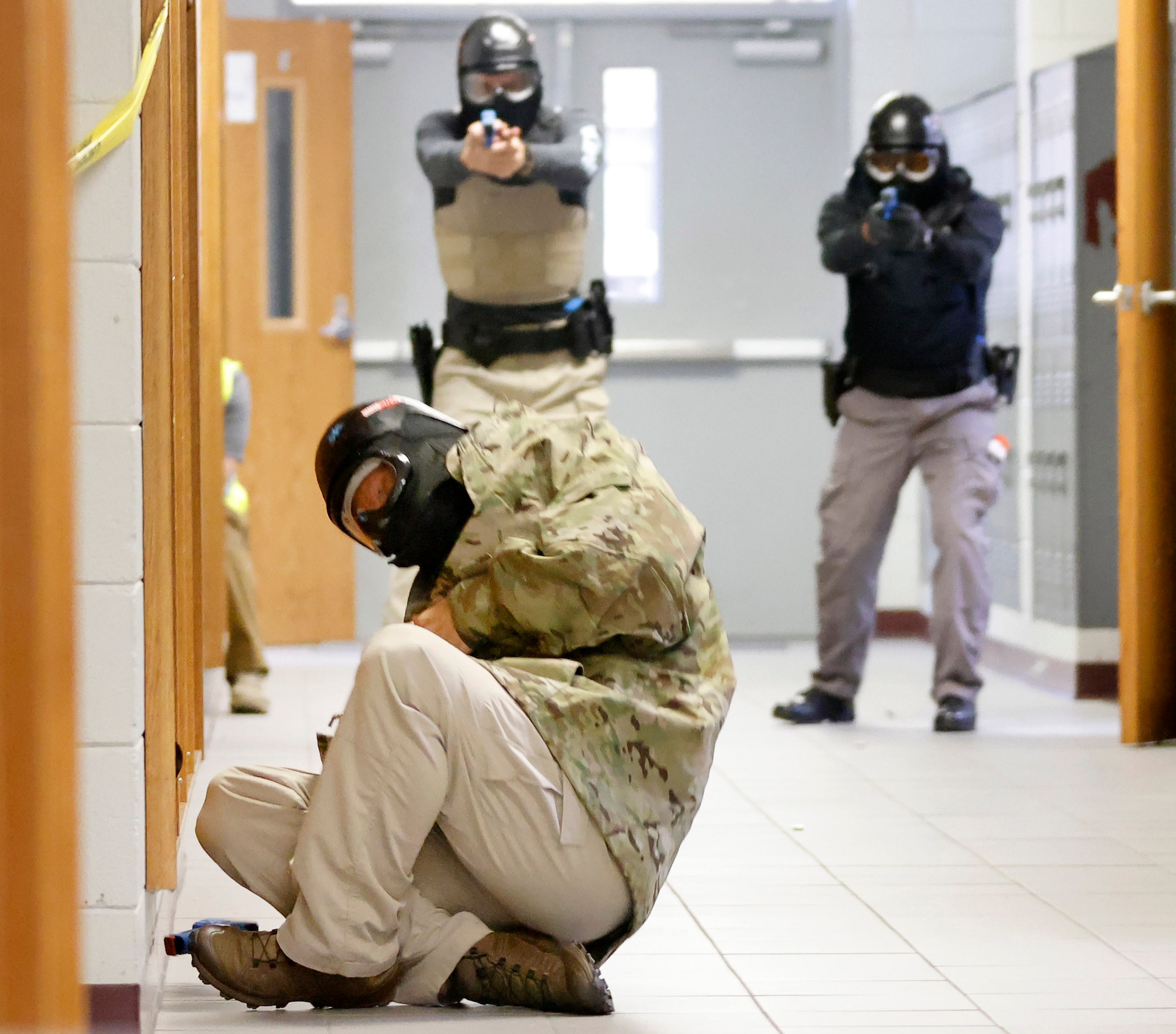 Advanced Law Enforcement Rapid Response Training instructor Troy Dupuy, acting as an active...