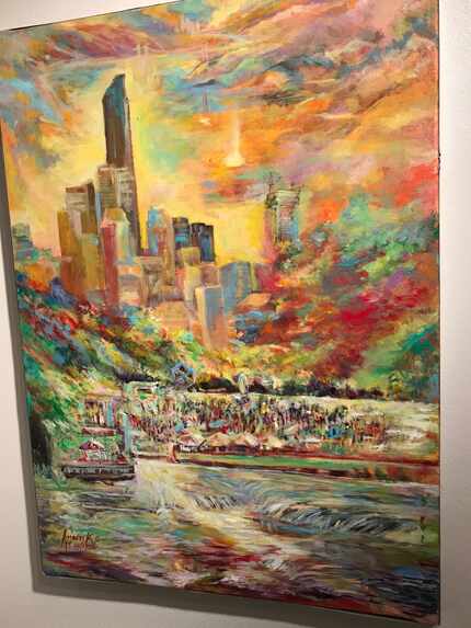 One of Arjoon KC's paintings on display at the Irving Arts Center. 