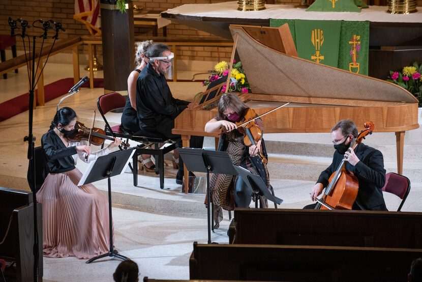 Violinist Ha Viet Dang (left), pianist and artistic director James Richman, Stephanie Noori,...