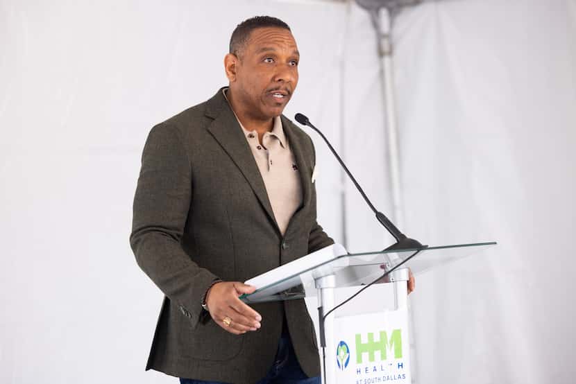 Brian Hawkins, CEO of HHM Health, speaks during the grand opening of HHM Health, a new...