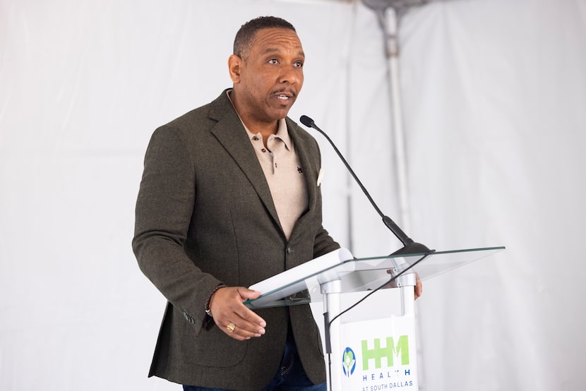 Brian Hawkins, CEO of HHM Health, speaks during the grand opening of HHM Health, a new...