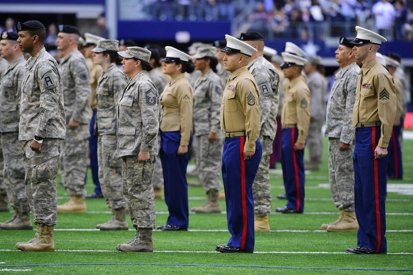  Members of the Military are honored during halftime of the Dallas Cowboys-Arizona Cardinals...