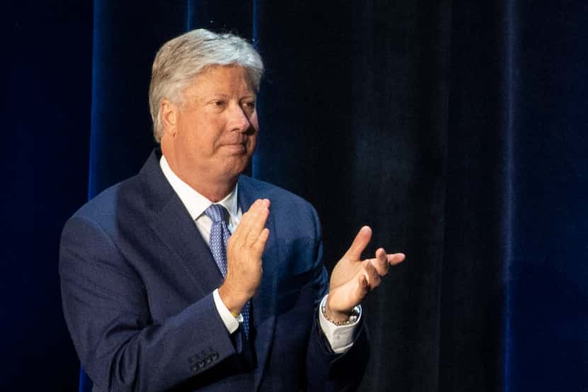 Pastor Robert Morris applauds during a roundtable discussion at Gateway Church Dallas...