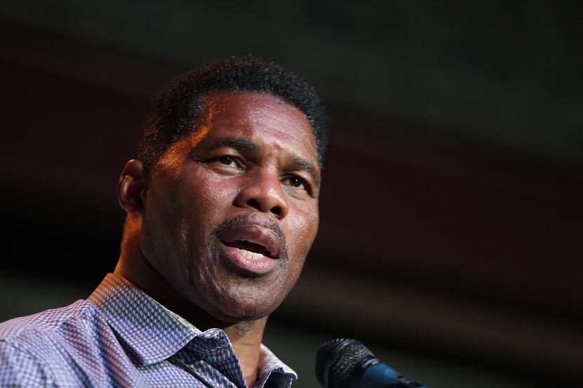 FILE - Herschel Walker, GOP candidate for the US Senate for Georgia, speaks at a primary...