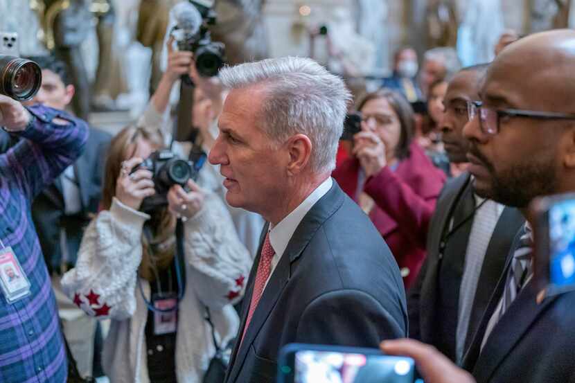 Rep. Kevin McCarthy, R-Calif., walked to the House chamber Thursday, as he struggled with...
