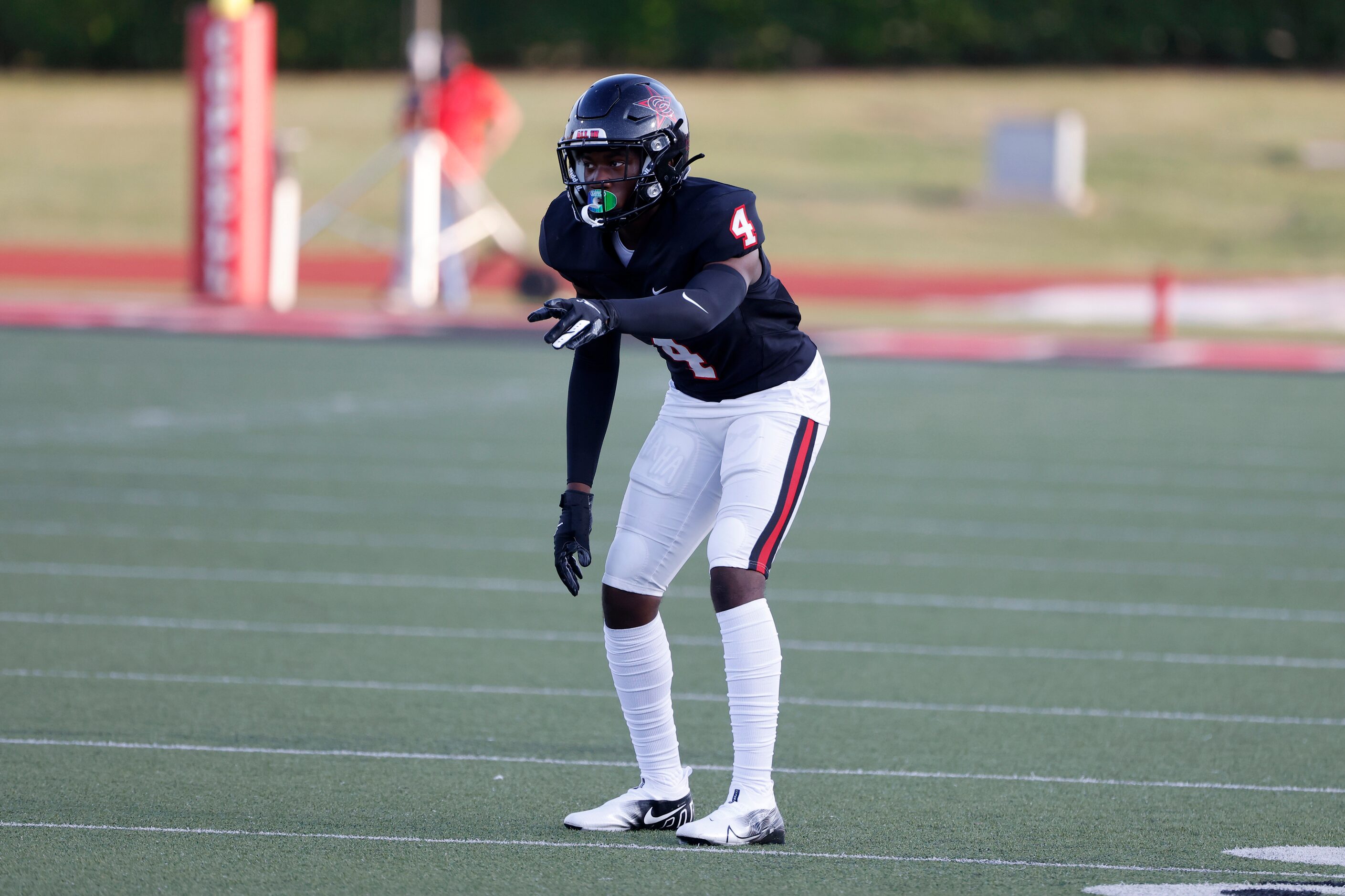 Coppell’s Braxton Myers (4) defends against Prestonwood Christian Academy during a high...