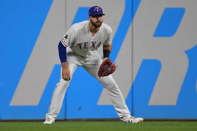 CLEVELAND, OHIO - JULY 09: Joey Gallo #13 of the Texas Rangers participates in the 2019 MLB...