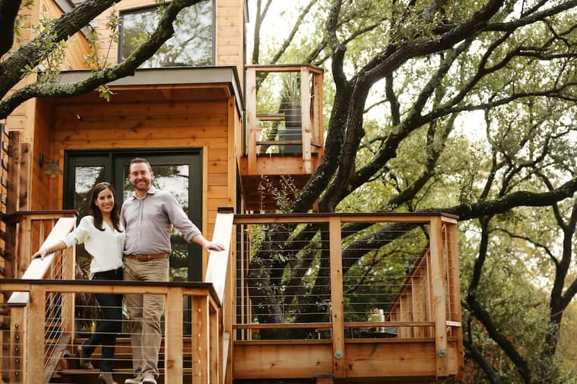 Larissa and her husband KC (last name withheld) built a tree house in their backyard in...