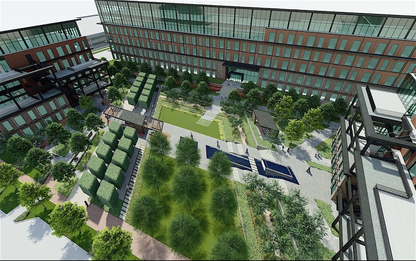 The 300,000-square-foot office is the first of three planned around a new park.