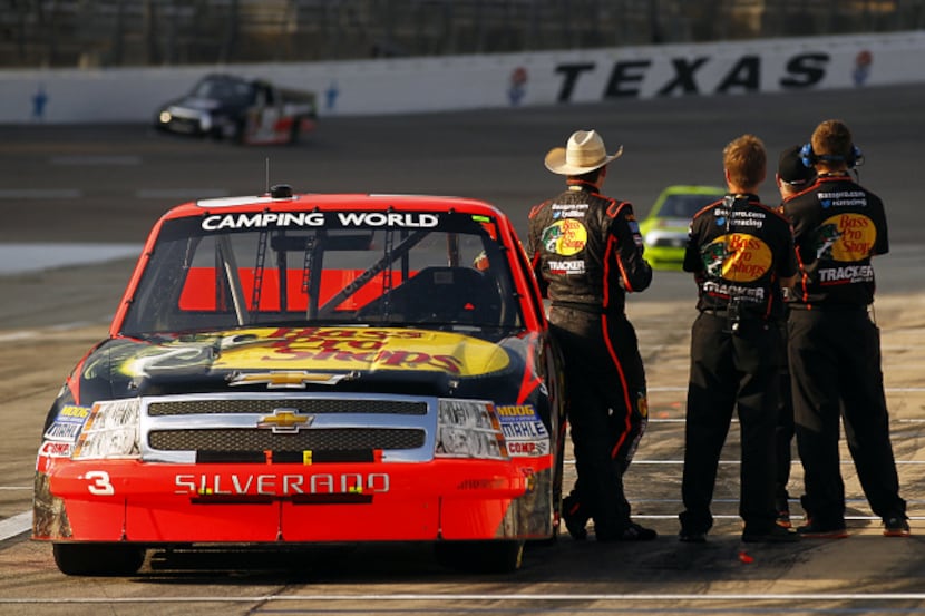 NASCAR Camping World Truck Series driver Austin Dillon (in cowboy hat) and his #3 Bass Pro...