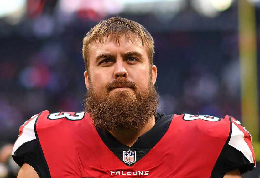 FILE - In this Dec. 2, 2018, file photo, Atlanta Falcons offensive guard Ben Garland walks...