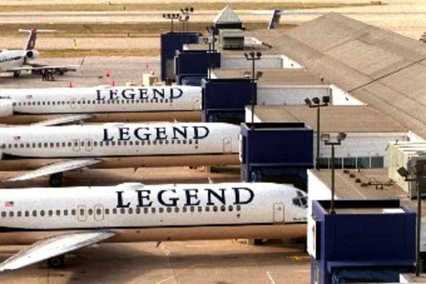 What remained of Legend Airlines at Dallas Love Field after its demise in 2000