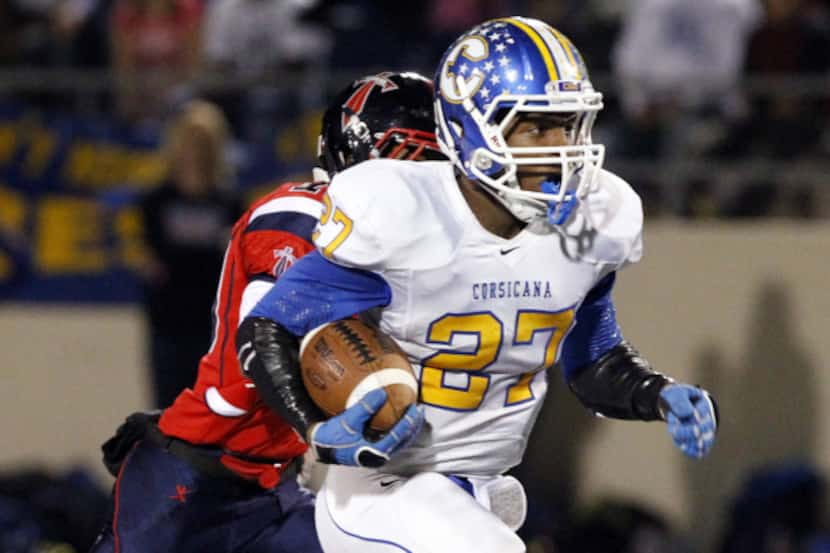Corsicana’s Cameron Washington has rushed for 841 yards and 13 touchdowns in three playoff...