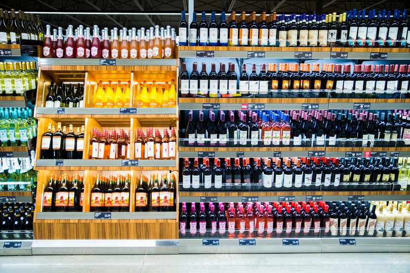 The wine section of an Aldi grocery store that was renovated last year on Gaston Avenue in...