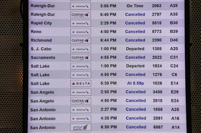 Several airlines at DFW International Airport cancel, delayed hundreds of flights as snow,...