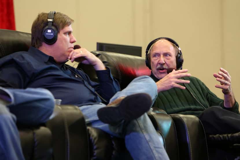 The Ticket Sports Radio personalities, George Dunham, left, and Norm Hitzges, right, speak...