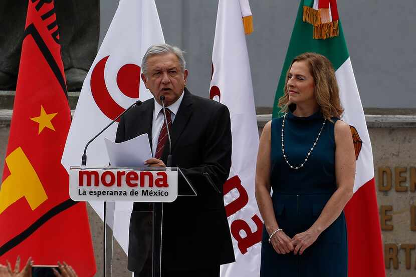  Andres Manuel Lopez Obrador, with his wife, Beatriz Gutierrez, is the front-runner in...