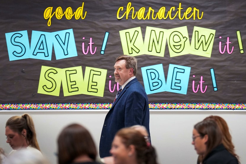 Lorena ISD school board president Denny Kramer arrives for a school board meeting Aug. 26,...