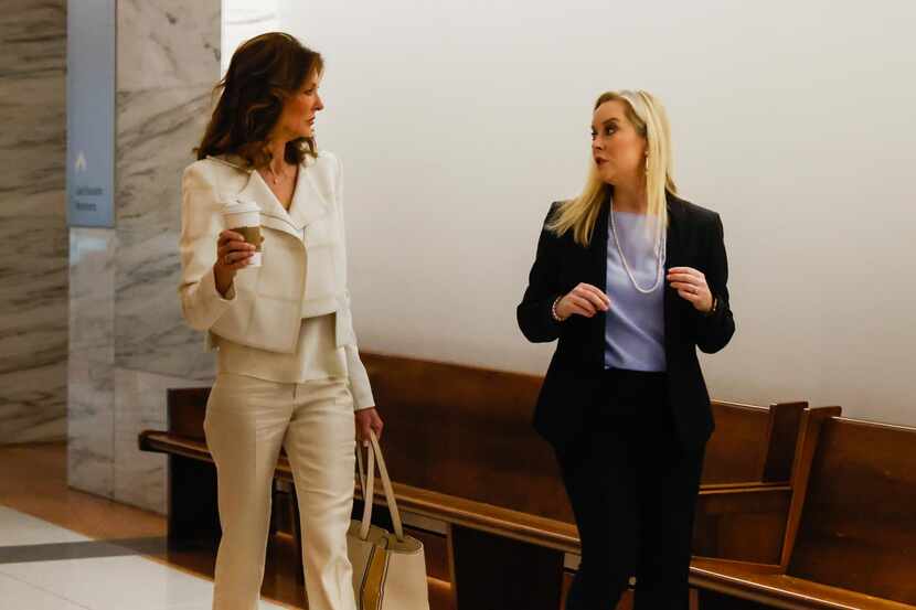Jerry Jones' daughter and Cowboys executive Charlotte Jones, left, attends her divorce trial...