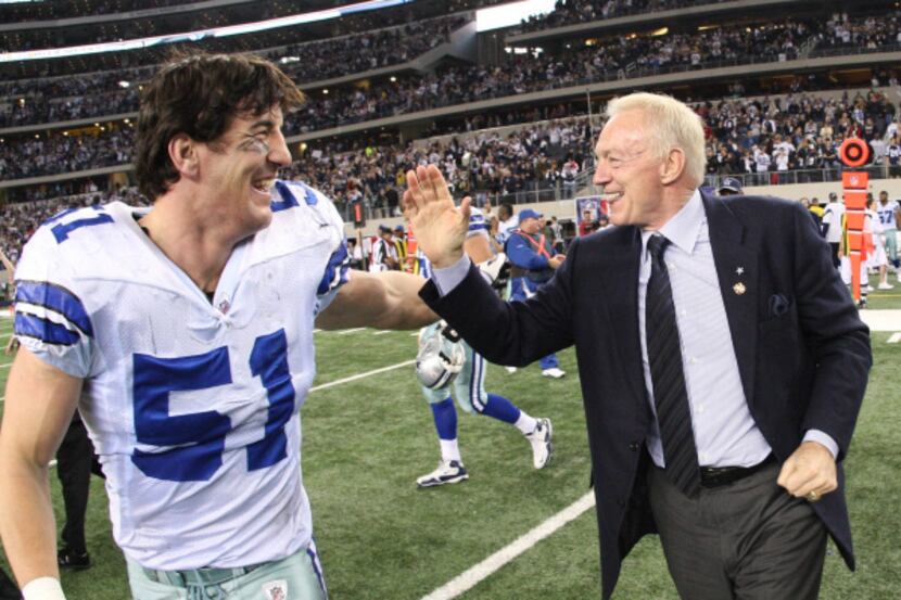 THE CAREER OF JERRY JONES: Cowboys owner Jerry Jones (right) rejoices with linebacker Keith...