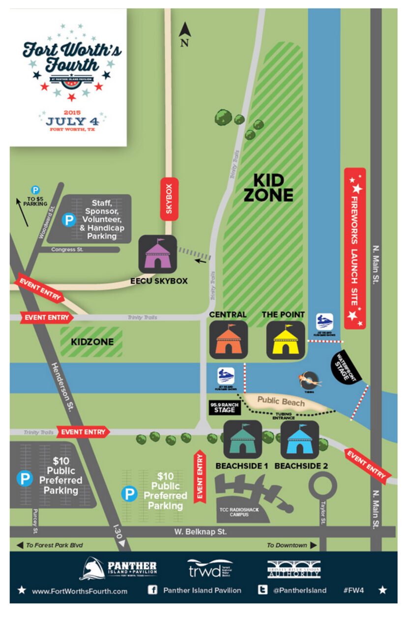 Each tent icon shows the location of a new VIP section at Fort Worth's Fourth.