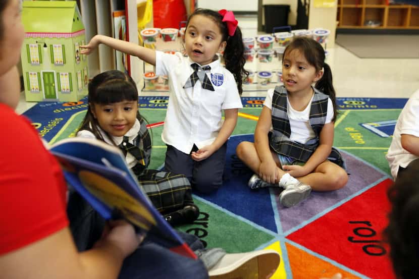 Pre-K students during a class activity at an elementary school in Dallas. 