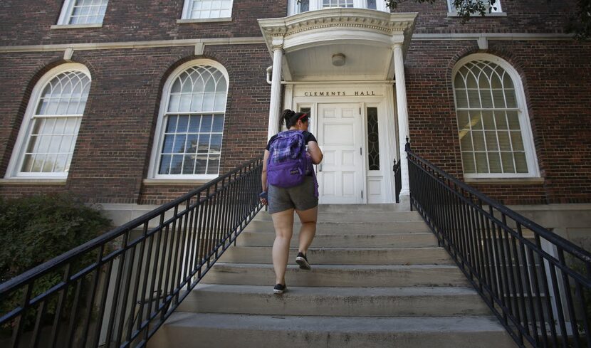 Wendy Birdsall heads to Clements Hall for Ana Melgarejo Acosta's Spanish class at SMU on...