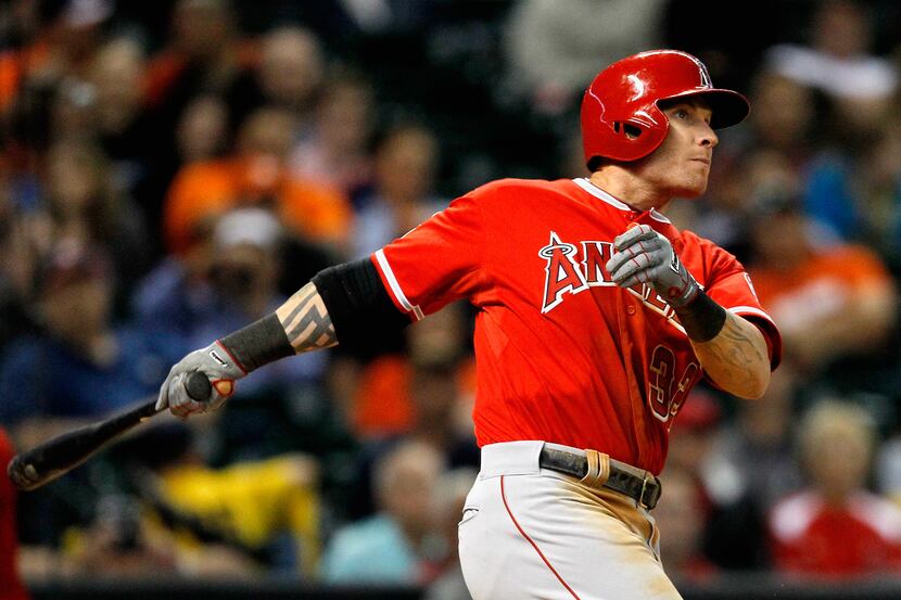 Los Angeles outfielder Josh Hamilton is pictured during the Los Angeles Angels vs. the Texas...