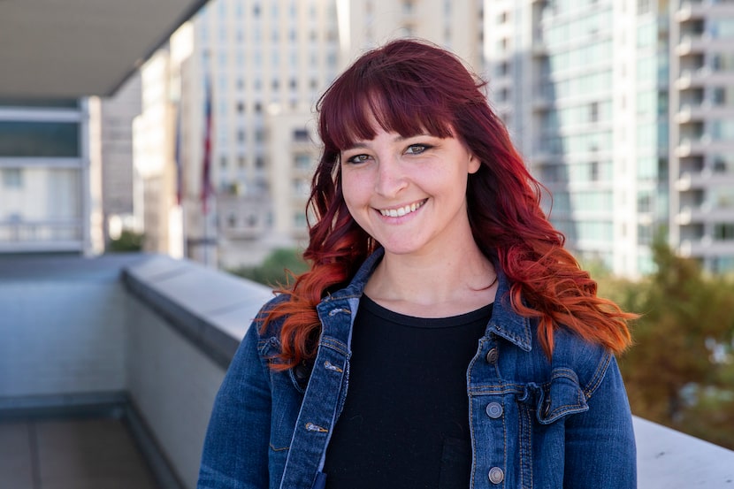 Rebekah Thomas, winner of the special diet cookie category, poses for a portrait following...