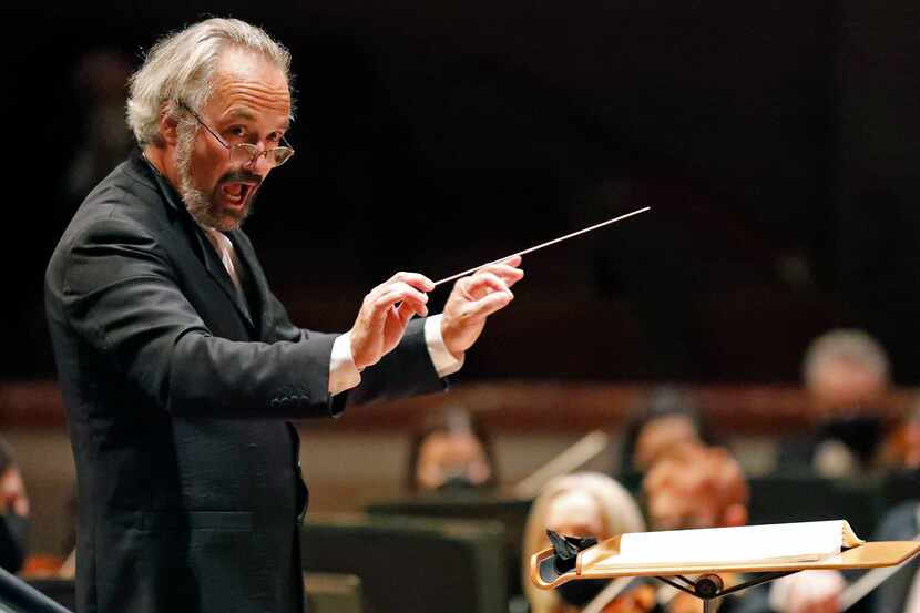 Guest conductor Carlos Kalmar leads the Dallas Symphony Orchestra in a performance of...