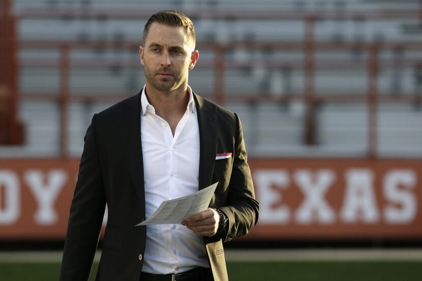 AUSTIN, TX - NOVEMBER 24:  Head coach Kliff Kingsbury of the Texas Tech Red Raiders surveys...