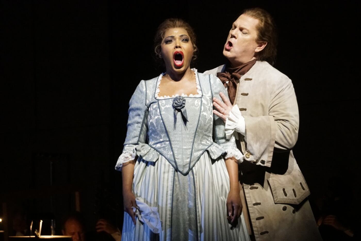 Dallas Opera's Gregory Kunde and Kristin Lewis perform in a dress rehearsal of Puccini's...