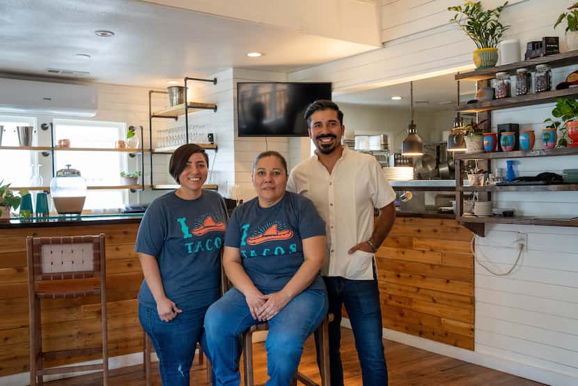Carla Rodriguez, Fatima Molina and Carlos Rodriguez at their restaurant Cuates Kitchen,...