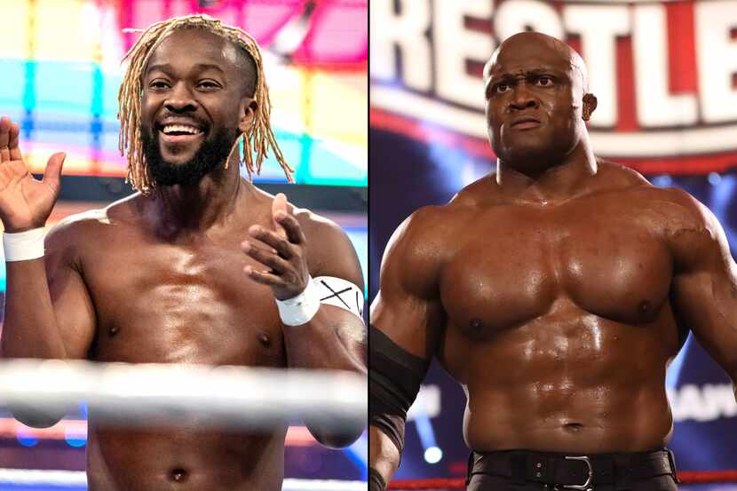 WWE superstars Kofi Kingston (left) and Bobby Lashley (right).