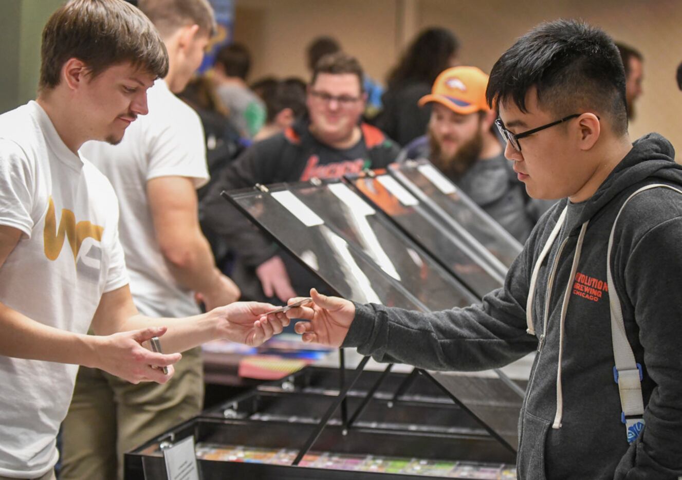 David Yoon (right) flew in from Chicago to compete in the Pokemon Regional Championships.
