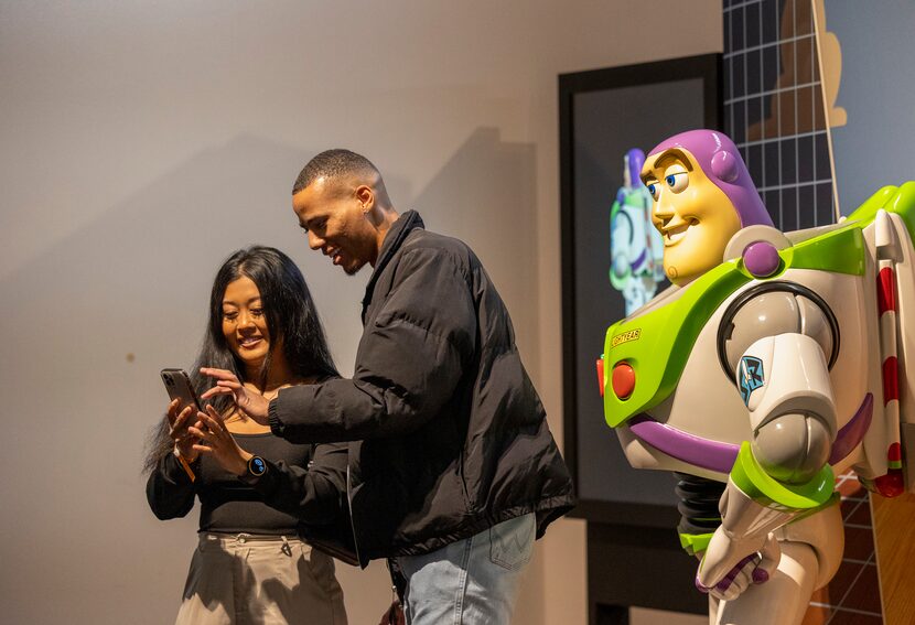 A larger-than-life Buzz Lightyear welcomes visitors to the The Science Behind Pixar at the...