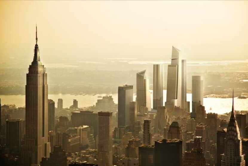 
Rendering showing how Manhattan's skyline will change after the planned towers in Hudson...