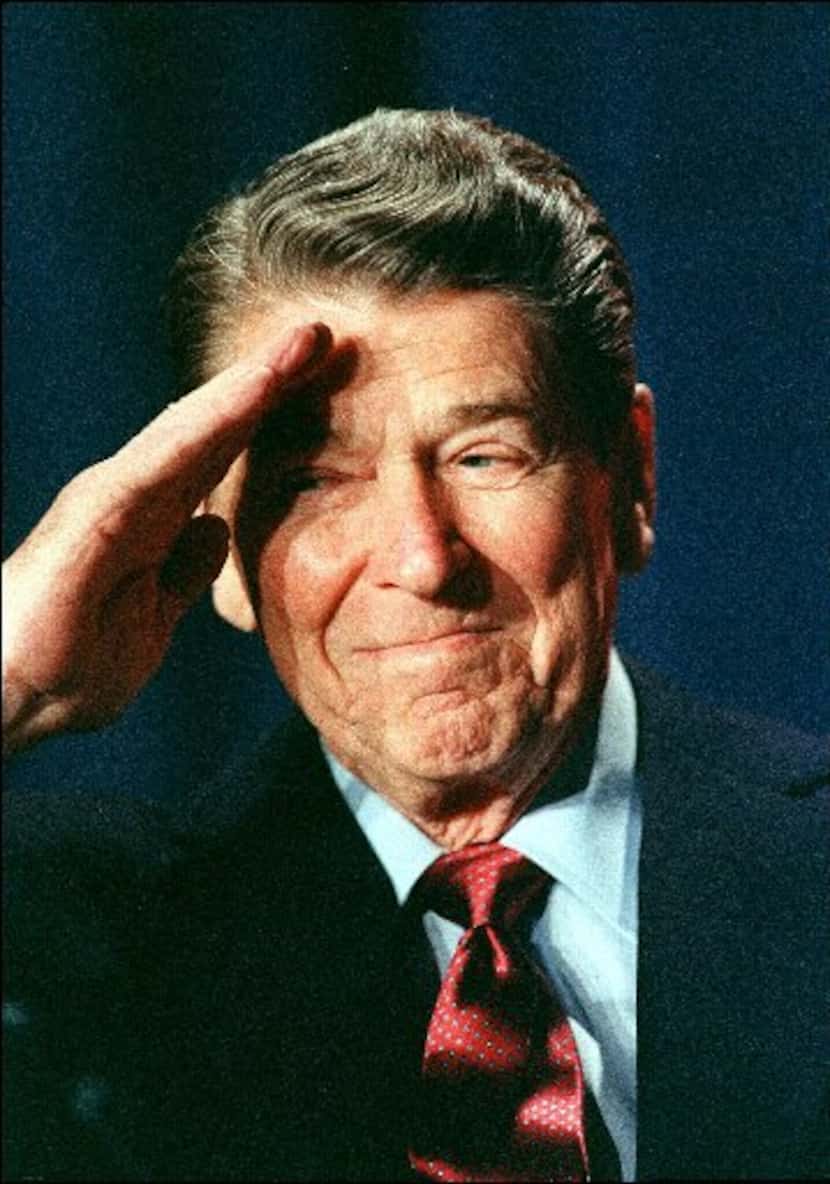 President Ronald Reagan salutes members of the Reserve Officers Association  