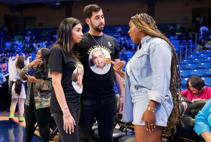 Meera Shahin and her fiancé Joshua Karam visit with Brittney Griner’s wife Cherelle Griner ...