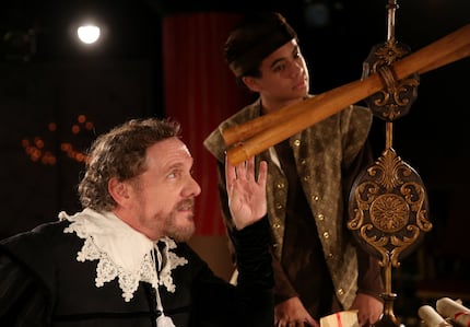 Bruce DuBose (left), who plays Galileo, and Landon Robinson, who plays Andrea, in "Galileo"...