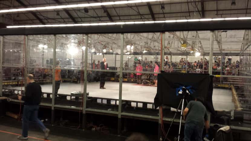 
The UTD team gets ready for an opponent at the 2015 RoboGames competition in San Mateo,...