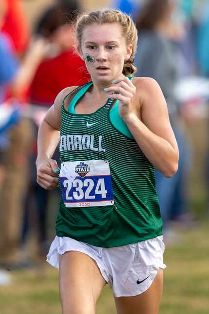Southlake Carroll�s Kaylie Cox (2324) finishes sixth in the girls UIL Class 6A state cross...