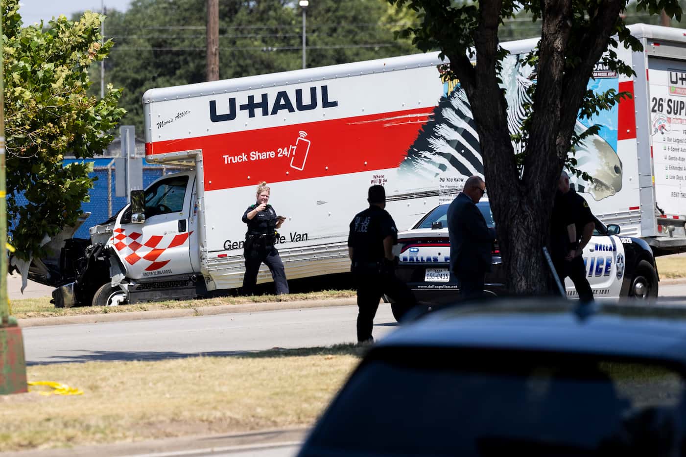 Dallas Police outside the Frontiers of Flight Museum as detectives investigate a U-Haul...