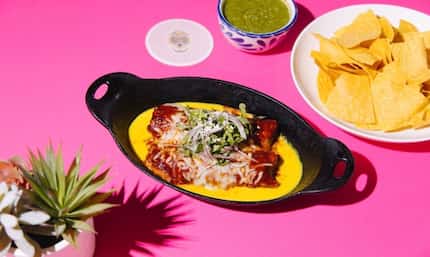 The Sonoran chicken enchiladas are on the menu at Wild Salsa, now back open in Fort Worth.