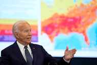 President Joe Biden speaks during a visit to the D.C. Emergency Operations Center, Tuesday,...
