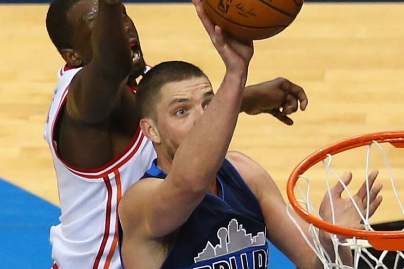 Chandler Parsons takes a shot against the Miami Heat in the second half at American Airlines...
